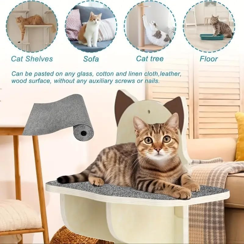 Self-Adhesive Cat Scratching Mat – Trim-to-Fit Furniture & Wall Protector