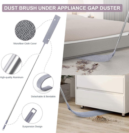 Extendable Gap Duster with 3 Reusable Microfiber Cloths