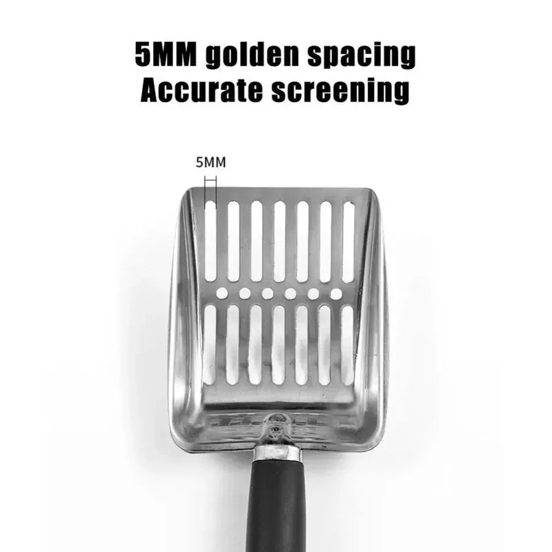 Stainless Steel Cat Litter Scoop with Deep Shovel & Long Handle