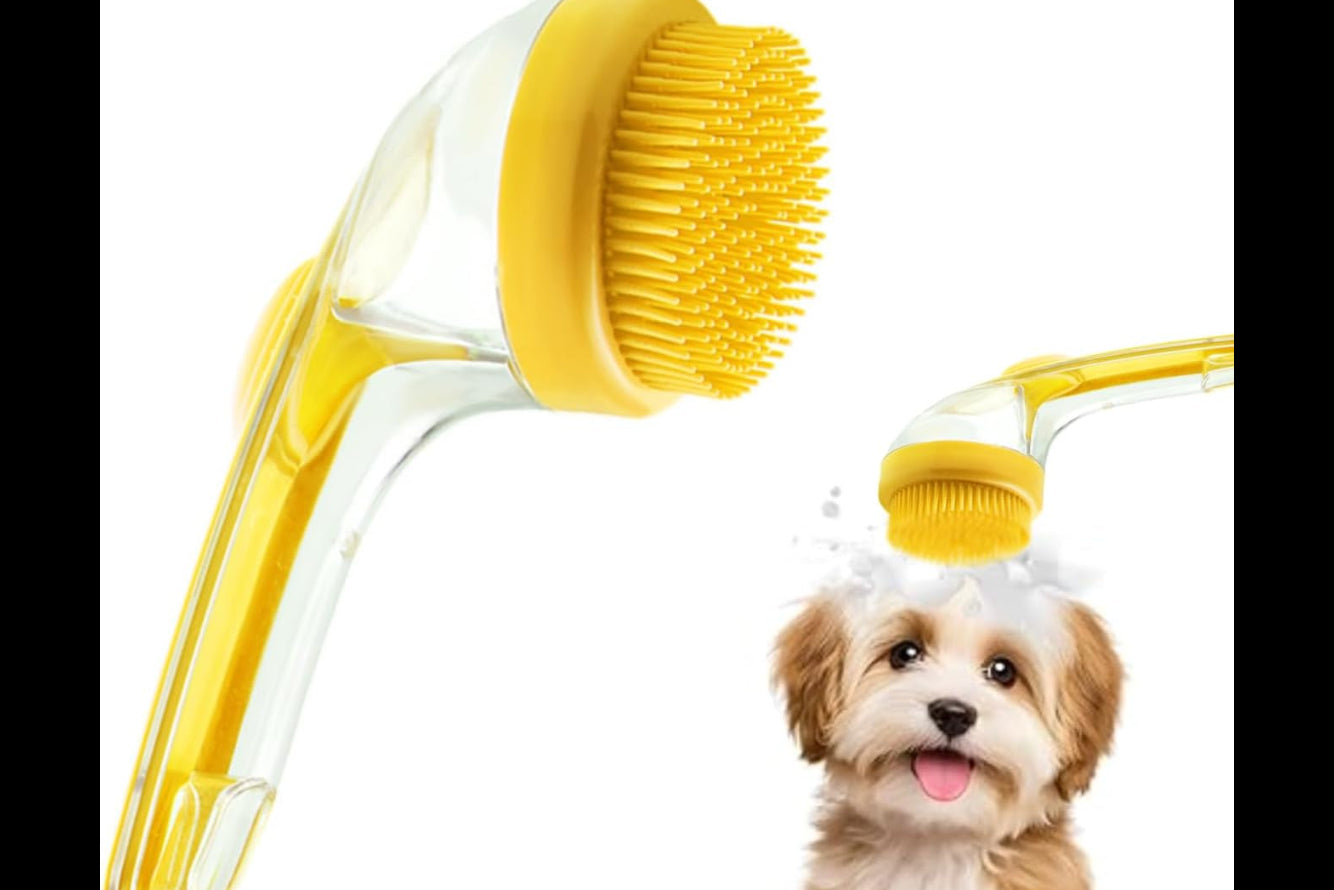 2-in-1 Dog Bath Brush with Built-In Shampoo Dispenser