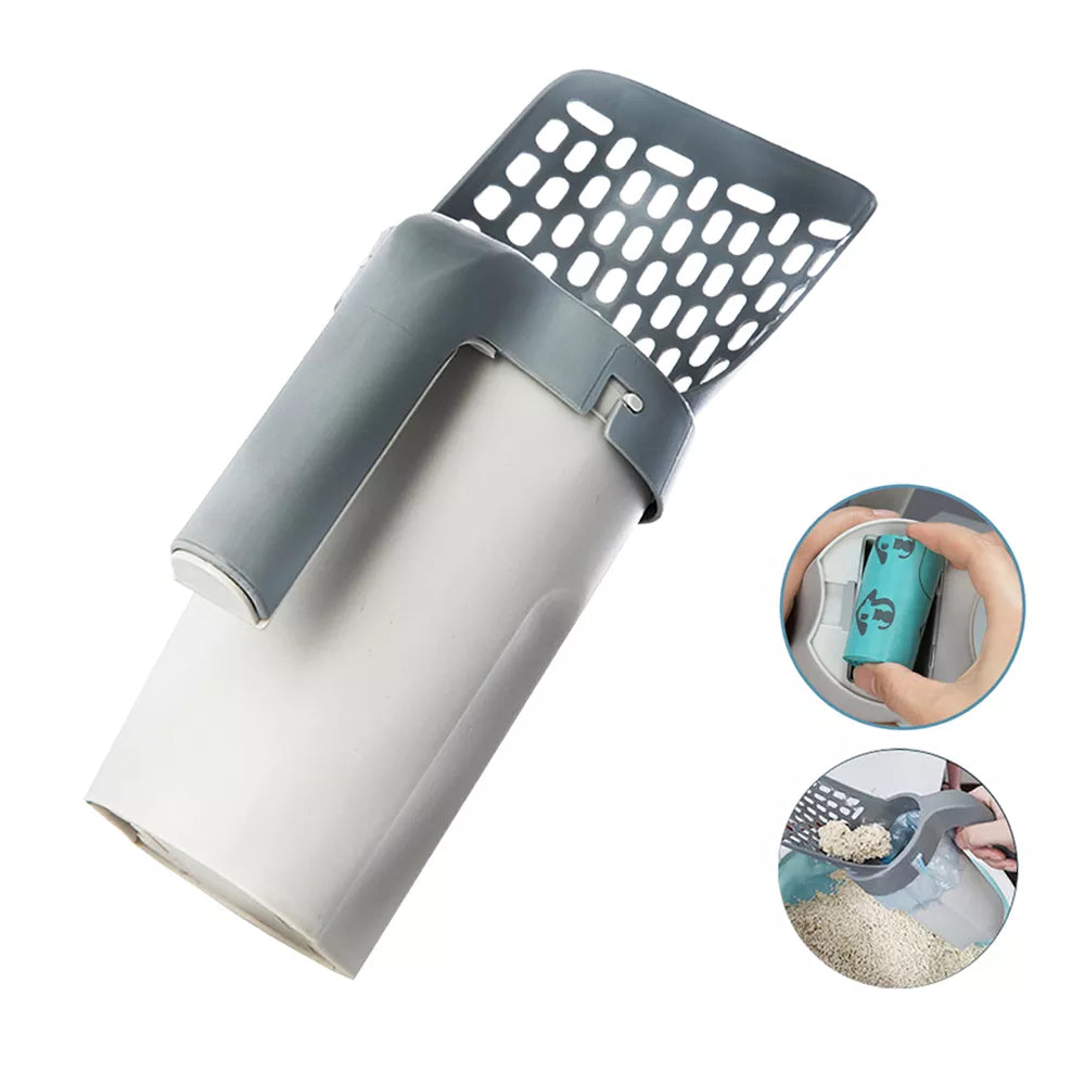 Cat Litter Shovel with Built-In Waste Bin