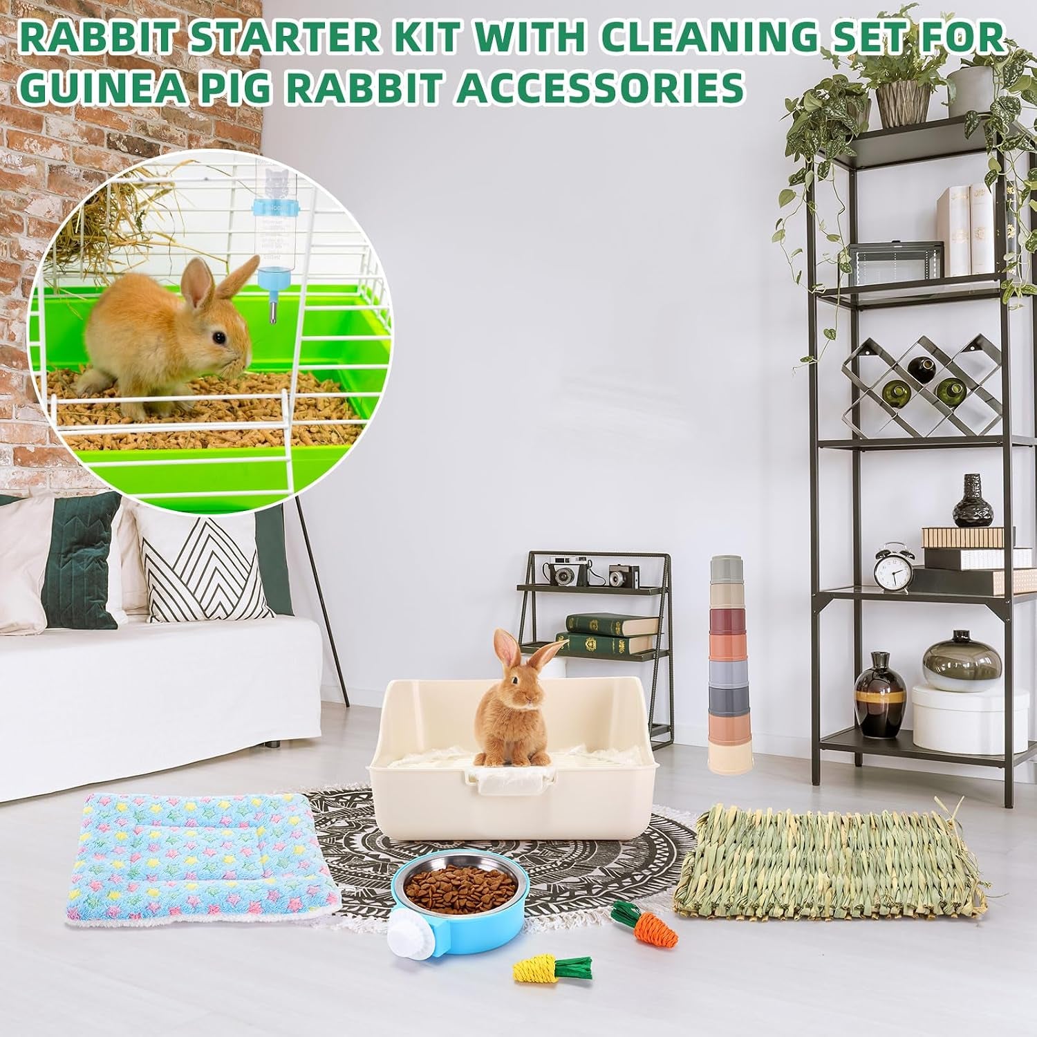 Complete Rabbit Starter Kit – 34-Piece Small Pet Care Set