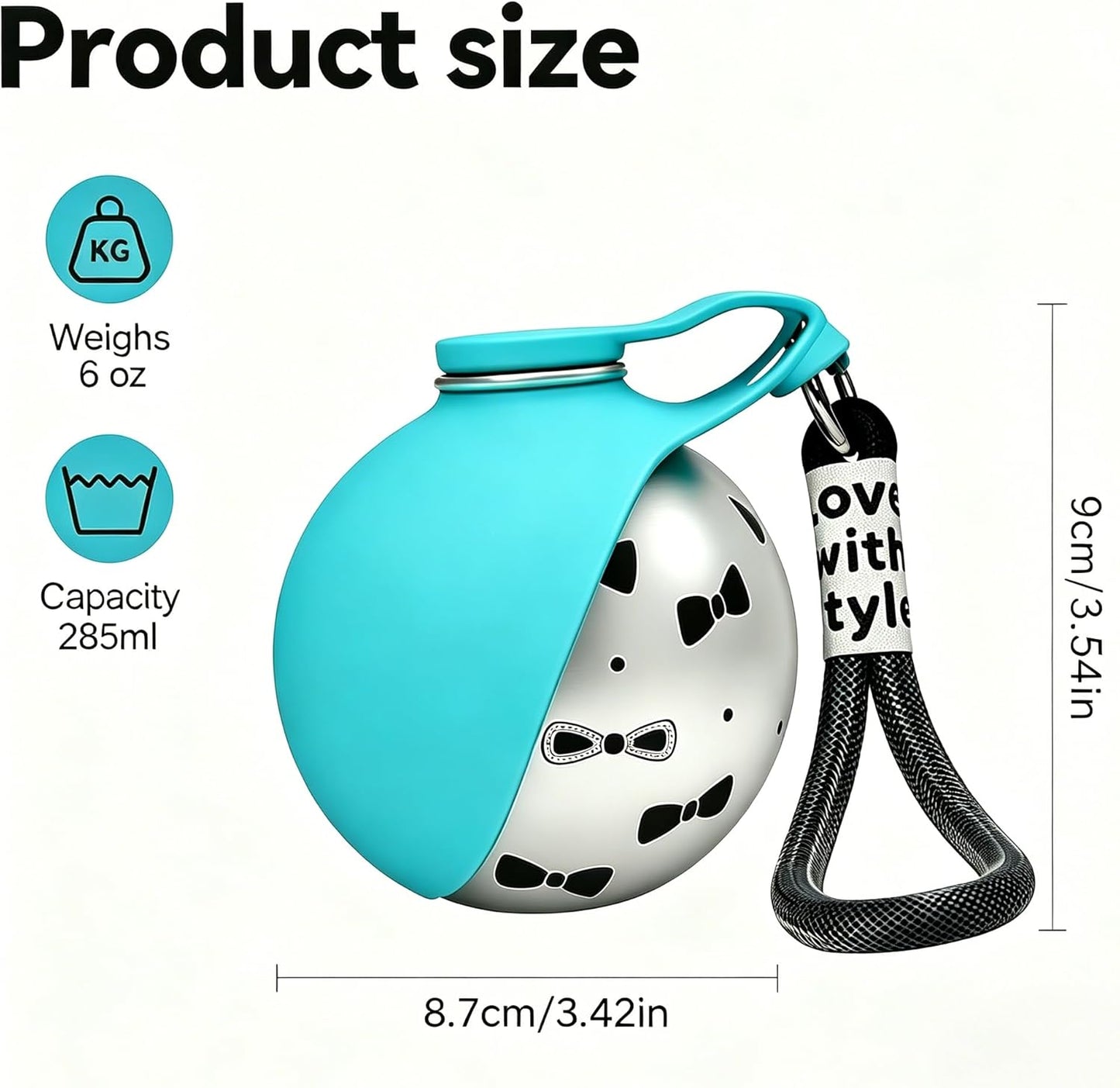 Portable Dog Water Bottle with Built-In Silicone Bowl – 10oz