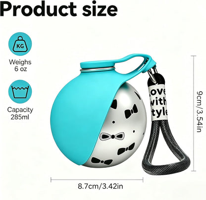 Portable Dog Water Bottle with Built-In Silicone Bowl – 10oz