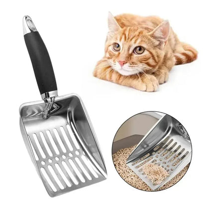 Stainless Steel Cat Litter Scoop with Deep Shovel & Long Handle