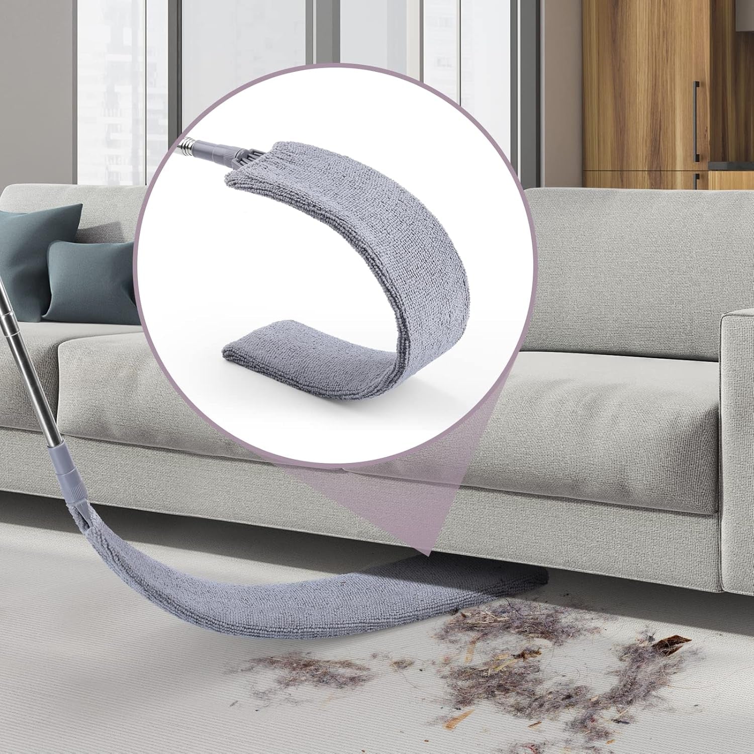 Extendable Gap Duster with 3 Reusable Microfiber Cloths