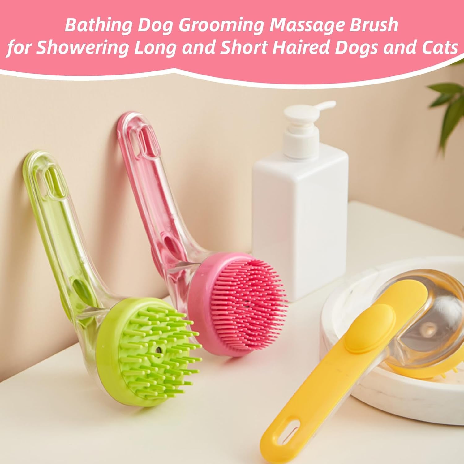 2-in-1 Dog Bath Brush with Built-In Shampoo Dispenser
